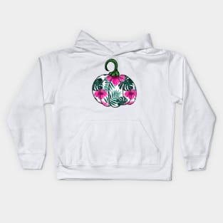 Tropical Hibiscus Flower Pumpkin Kids Hoodie